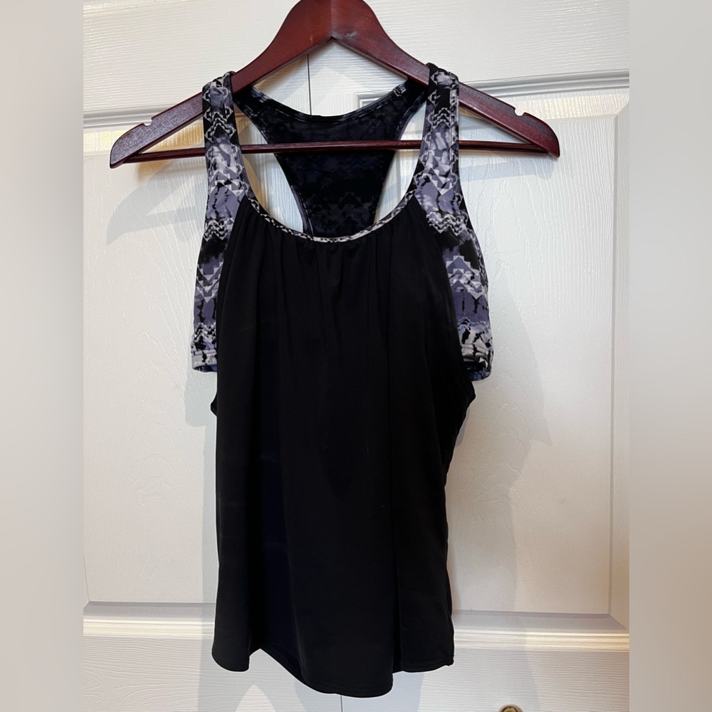 Double Swim Top Black and Gray